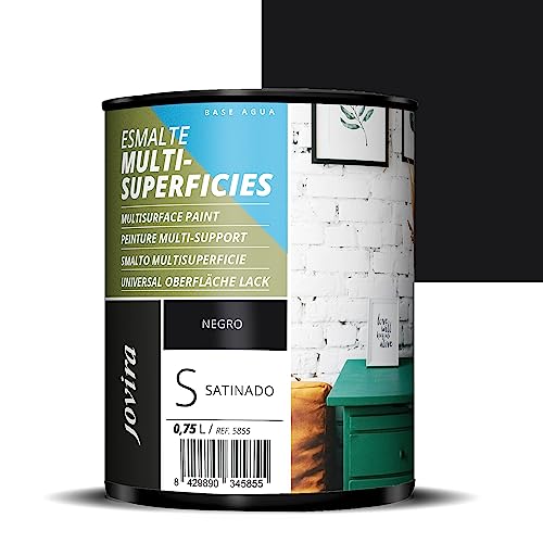 JOVIRA PINTURAS Acryl-Buntlack, Universal Oberfläche Lack, Dekoriert und schützt schwer zu klebende Oberflächen. (750 Milliliter, Schwarz) von JOVIRA PINTURAS