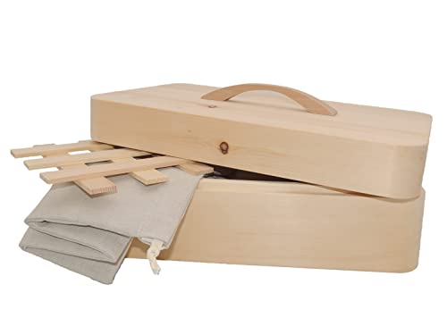 JOWE Zirbenbrotdose | Brotbehälter aus Zirbe | Brotaufbewahrungsbox aus Holz | Brotkasten aus Zirbenholz mit Zubehör von JOWE