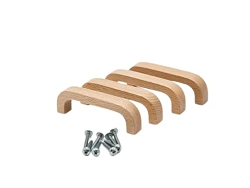 JOWE 4 Stück Möbelgriffe aus Massivholz inkl.Befestigungsschrauben | Shubladengriff/Türgriff aus Massivholz (Eiche unbehandelt) von JOWE