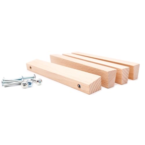 JOWE Möbelgriffe aus Holz inkl.Schrauben - 4 Stk Griffleisten aus Buche natur | Form: Trapez, Bohrabstand 128 mm von JOWE