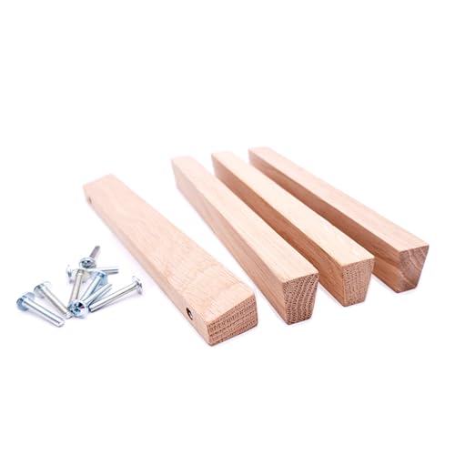 JOWE Möbelgriffe aus Holz inkl.Schrauben - 4 Stk Griffleisten aus Eiche natur | Form: Trapez, Bohrabstand 128 mm von JOWE
