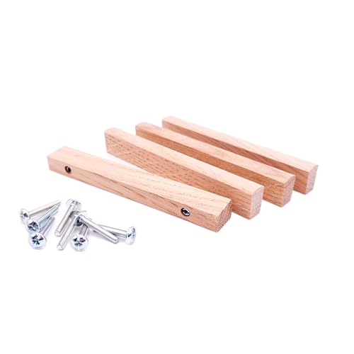 JOWE Möbelgriffe aus Holz inkl.Schrauben - 4 Stk Griffleisten aus Eiche natur | Form: Trapez mit Bogen, Bohrabstand 96 mm von JOWE