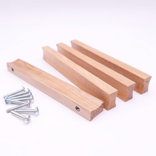 JOWE Möbelgriffe aus Holz inkl.Schrauben - 4 Stk Griffleisten aus Eiche natur | Form: X-Form, Bohrabstand 128 mm von JOWE