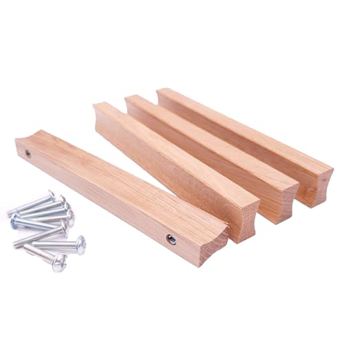 JOWE Möbelgriffe aus Holz inkl.Schrauben - 4 Stk Griffleisten aus Eiche natur | Form: X-Form, Bohrabstand 192 mm von JOWE