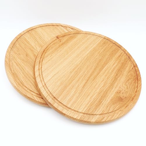 JOWE Rundes Jausenbrett aus Eiche | Brotzeitbrett rund - Ø 25 cm | Frühstücksbrett gefertigt in Österreich | 2 Stk von JOWE