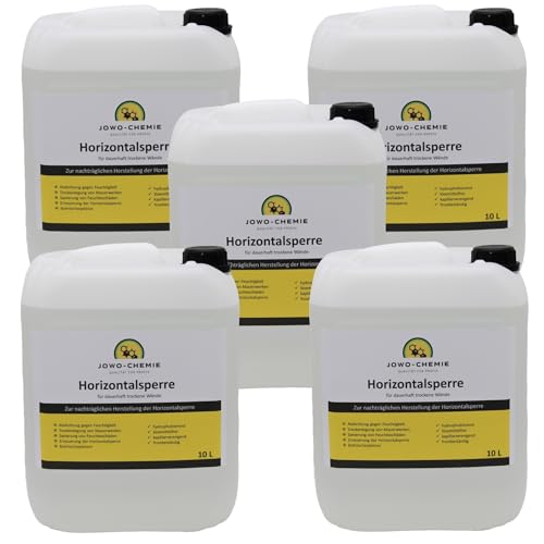 Horizontalsperre Verkieselung Trockene Wand Kellerabdichtung Bohrloch Injektion für dauerhaft Trockene Wände (50l) von JOWO-CHEMIE