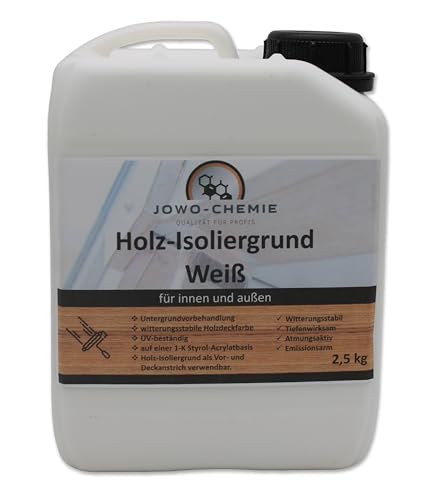 Holz-Isoliergrund Weiß (5kg) Holzfarbe Grundierung Isolierfarbe Wetterschutzfarbe Qualität für Profis von JOWO-CHEMIE