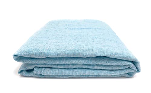 JOWOLLINA Laken Bettlaken Überwurf 100% Leinen Soft Washed Finish180 g/m2 (145x250 cm, Melange Türkise-blau) von JOWOLLINA