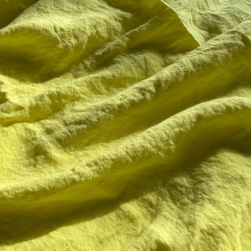 JOWOLLINA 100% Leinen Stonewashed Laken Bettlaken Überwurf (240x260 cm, Yellow) von JOWOLLINA
