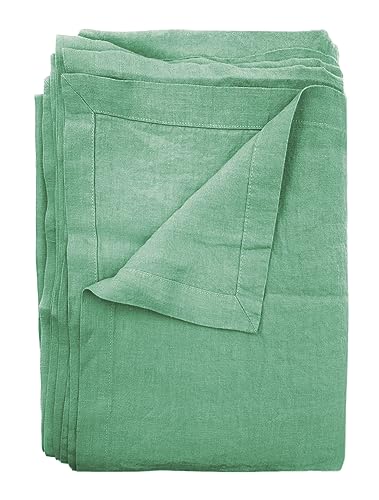 JOWOLLINA Laken Bettlaken Überwurf mit Briefecken 100% Leinen Soft Washed Finish180 g/m2 (265x280 cm, Basil) von JOWOLLINA