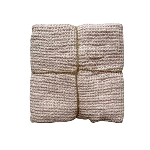 JOWOLLINA Badetuch Saunatuch Hand & Gästetücher 100% Leinen Stonewashed Waffelpique (Blassrosa, 30 x 30 cm) von JOWOLLINA
