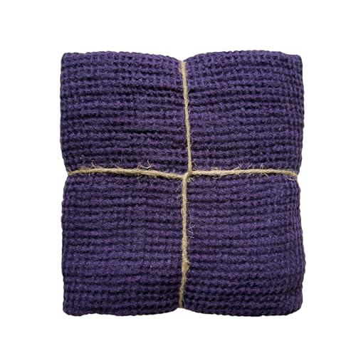 JOWOLLINA Badetuch Saunatuch 2-er Set Hand & Gästetücher 100% Leinen Stonewashed Waffelpique (Purple, 30 x 30 cm) von JOWOLLINA