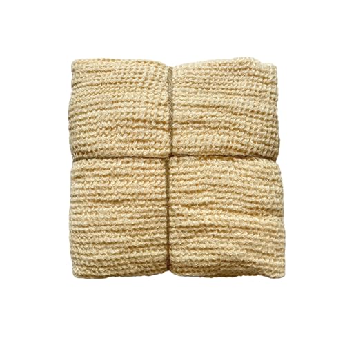 JOWOLLINA Badetuch Saunatuch 2-er Set Hand & Gästetücher 100% Leinen Stonewashed Waffelpique (Vanille, 70 x 125 cm) von JOWOLLINA