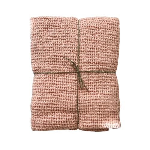 JOWOLLINA Badetuch Saunatuch Duschtuch 100% Leinen Stonewashed Waffelpique (Peach Fuzz, 70 x 140 cm) von JOWOLLINA