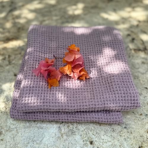 JOWOLLINA Badetuch Saunatuch Hand & Gästetücher 100% Leinen Stonewashed Waffelpique (Vintage Flieder, 30 x 30 cm) von JOWOLLINA