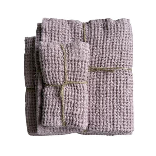 JOWOLLINA Badetuch Saunatuch Hand & Gästetücher 100% Leinen Stonewashed Waffelpique (Vintage Flieder, 70 x 125 cm) von JOWOLLINA