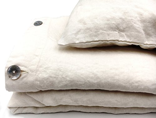 JOWOLLINA Bettwäsche-Set aus 100% Leinen Stonewashed 220 g/m2 (Off White, 240x220 cm, 2St. 40x80 cm) von JOWOLLINA