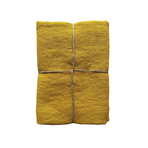 JOWOLLINA Feines Waffelpique Badetuch Saunatuch Leinen Stonewashed (Amarillo, 100x160 cm) von JOWOLLINA