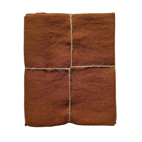 JOWOLLINA Feines Waffelpique Badetuch Saunatuch Leinen Stonewashed (Cognac, 100x145 cm) von JOWOLLINA