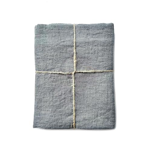 JOWOLLINA Feines Waffelpique Badetuch Saunatuch Leinen Stonewashed (Grey, 100x160 cm) von JOWOLLINA