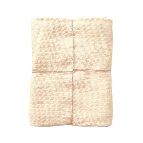 JOWOLLINA Feines Waffelpique Badetuch Saunatuch Leinen Stonewashed (Innocence, 100x145 cm) von JOWOLLINA