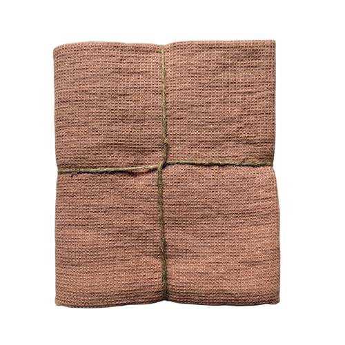 JOWOLLINA Feines Waffelpique Badetuch Saunatuch Leinen Stonewashed (Peach Brown, 70x125 cm) von JOWOLLINA