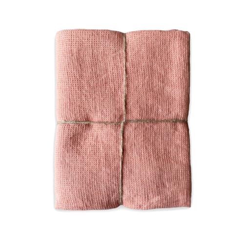 JOWOLLINA Feines Waffelpique Badetuch Saunatuch Leinen Stonewashed (Peach Nougat, 70x140 cm) von JOWOLLINA
