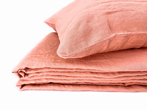 JOWOLLINA Kissenbezug Kopfkissenbezug 100% Leinen Soft Washed Finish (Peach Nougat, 40x80 cm, 180 g/m2) von JOWOLLINA
