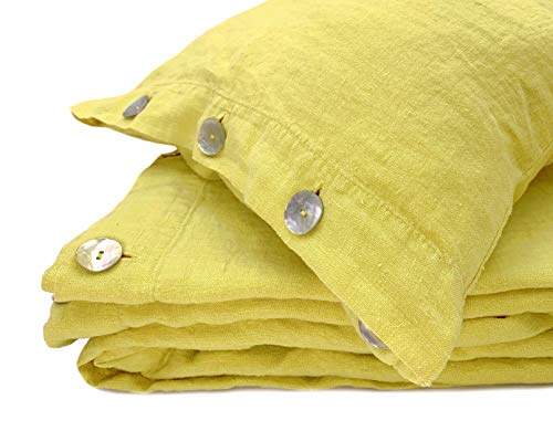 JOWOLLINA Kissenbezug Kopfkissenbezug 100% Leinen Stonewashed (Lemon Verbena, 80x80 cm, 220 g/m2) von JOWOLLINA