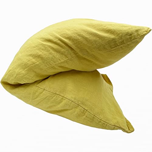 JOWOLLINA Kissenbezug Kopfkissenbezug 100% Leinen Stonewashed Hotelverschluss (Lemon Verbena, 80x80 cm, 210 g/m2) von JOWOLLINA