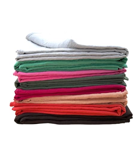 JOWOLLINA Laken Bettlaken Überwurf 100% Leinen Soft Washed Finish180 g/m2 (140x260 cm, Viva Magenta) von JOWOLLINA