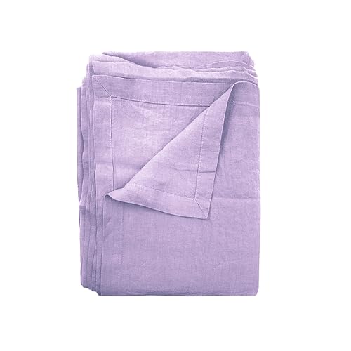 JOWOLLINA Laken Bettlaken Überwurf mit Briefecken 100% Leinen Soft Washed Finish180 g/m2 (265x280 cm, Flieder) von JOWOLLINA