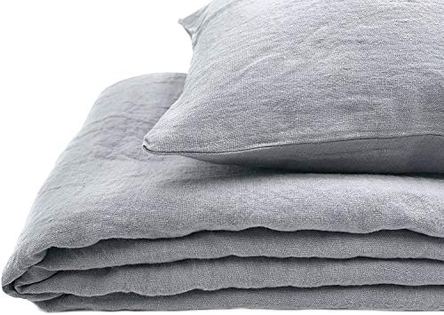 JOWOLLINA Natur Leinen Bettwäsche-Set Soft Washed Finish 180 g/m2 (Ultimate Gray, 200x200 cm, 2St. 80x80 cm) von JOWOLLINA