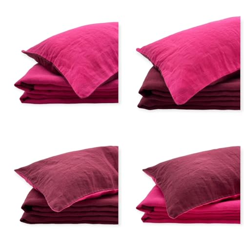 JOWOLLINA Natur Leinen Bettwäsche-Set Soft Washed Finish 180mg2 (Baked Pink, 135x200 cm, 40x80 cm) von JOWOLLINA