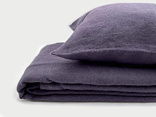 JOWOLLINA Natur Leinen Bettwäsche-Set Soft Washed Finish 180mg2 (Peacoat, 135x200 cm, 80x80 cm) von JOWOLLINA