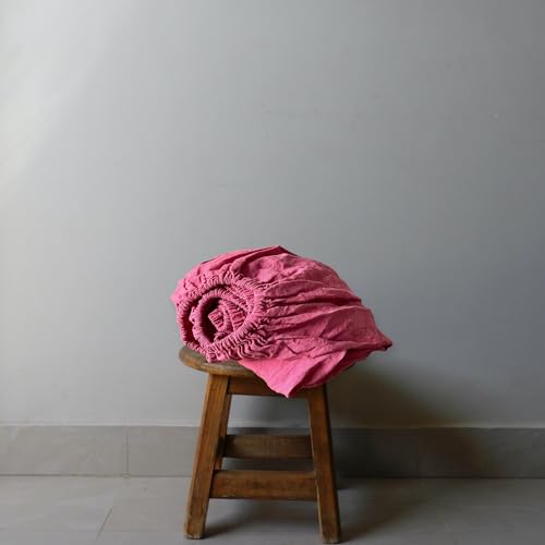 JOWOLLINA Spannbettlaken aus 100% Leinen Stonewashed (160 x 200+30 cm, Beeren) von JOWOLLINA