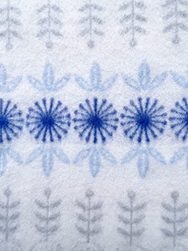 JOWOLLINA Wendedecke Wolldecke Plaid Kuscheldecke Öko-Wolle 130x200 cm, Folklore floral (Blau) von JOWOLLINA