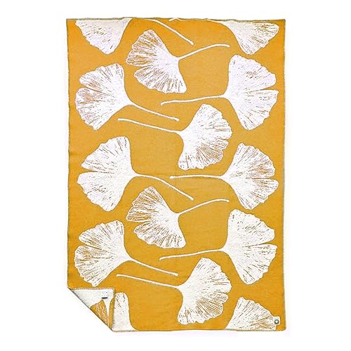 JOWOLLINA Wendedecke Wolldecke Plaid Kuscheldecke Öko-Wolle 130x200 cm, Ginkgo (Ocker) von JOWOLLINA