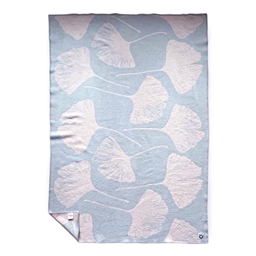 JOWOLLINA Wendedecke Wolldecke Plaid Kuscheldecke Öko-Wolle 130x200 cm, Ginkgo (Pink Quartz) von JOWOLLINA