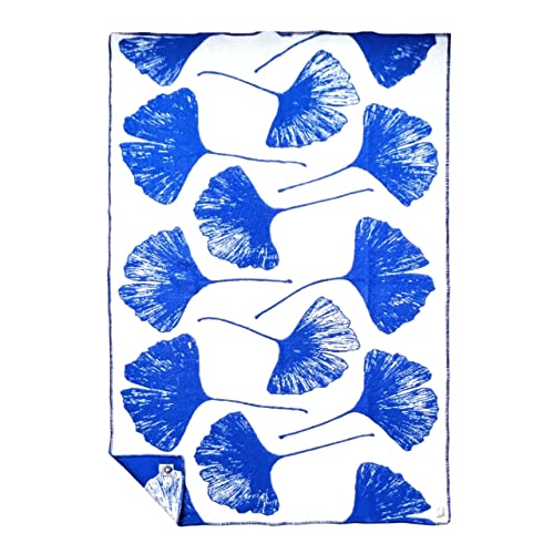 JOWOLLINA Wendedecke Wolldecke Plaid Kuscheldecke Öko-Wolle 130x200 cm, Ginkgo (Princess Blue) JOWOLLINA Wendedecke Wolldecke Plaid Kuscheldecke Öko-Wolle 130x200 cm, Ginkgo (Princess Blue) von JOWOLLINA