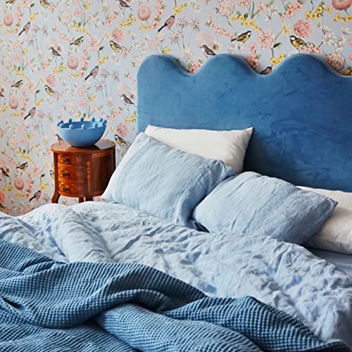 JOWOLLINA XXL Waffelpique Bettüberwurf Plaid Decke Halbleinen Stonewashed (230x240 cm, Blue Stone) von JOWOLLINA