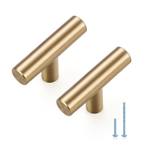JOY DECOR Schrankgriffe aus Edelstahl für Schubladen und Schränke, 5 cm Länge, Einzelloch, Champagnerbronze, 5 Stück von JOY DECOR