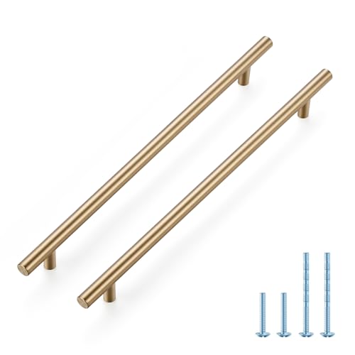JOY DECOR Schrankgriffe aus Edelstahl für Schubladen und Schränke, Champagnerbronze, 30 Stück – Länge 30 cm, Lochmitte 256 mm von JOY DECOR