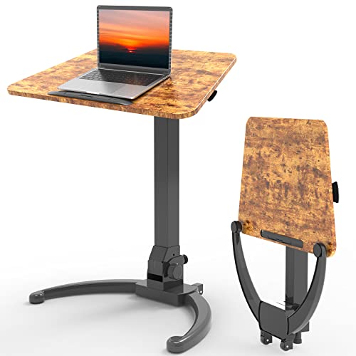 JOY worker Faltbarer Mobiler Stehpult, Pneumatisch Höhenverstellbar Sitzständer Schreibtisch, Tragbarer Schreibtisch mit Rädern Anti-Rutsch-Matte für Home Office, Hält bis zu 10 kg von JOY worker