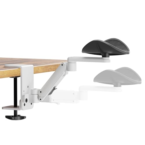 JOY worker Verbesserte verstellbare Ellenbogenstütze, zum Anklemmen, ober/unter dem Tisch, Plattform-Armstütze für dickeren Desktop, ergonomisches 360°-Drehgelenkkissen für linke/rechte Hand, Weiß von JOY worker