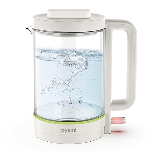 joyami Glas Wasserkocer 1,5L Edelstahl Schnellkocher 1500W BPA Frei von JOYAMI