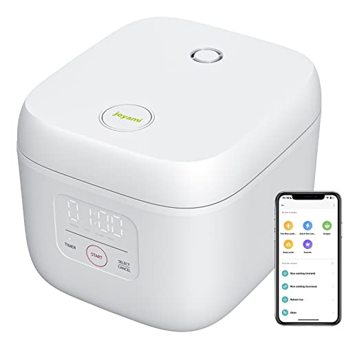 joyami Mini Smart Reiskocher 0,8L Antihaftbeschichtung Topf 6 Schalen für 1-3 Personen Warmhalten Vorwahlmodus, Weiß von JOYAMI