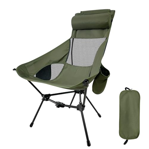 JOYART Campingstuhl Faltbar Camping Stuhl Tragbarer Campingstuhl sehr Stabiler Rahmen 150Kg Faltstuhl Kleiner Klappstuhl mit Tragetasche und Taschen für Picknick, Outdoor, Wandern, Grün von JOYART