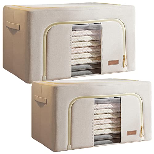 JOYBOS, 2er Set Midi Aufbewahrungsboxen für Kleidung, 24 + 66 l, faltbar, aus Textilmaterial von JOYBOS