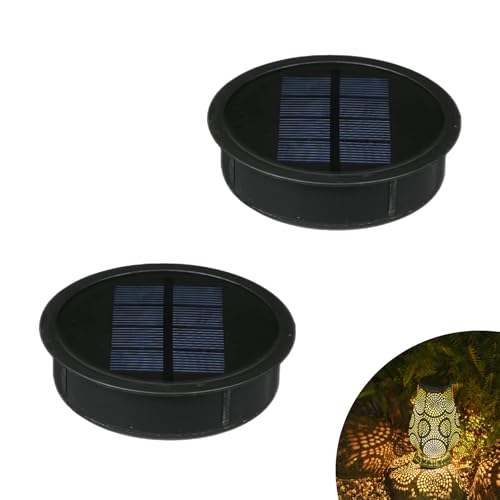 JOYCREATOR 2 Stück Solarleuchten Ersatz Top 8,12 cm, 600 mAh Solarlampen Ersatzteile 2er Set mit IP65 Wasserdicht, 15LM Solar Ersatzdeckel Solarpanel Ersatz Solarmodul für Gartenleuchte Solarlaterne von JOYCREATOR